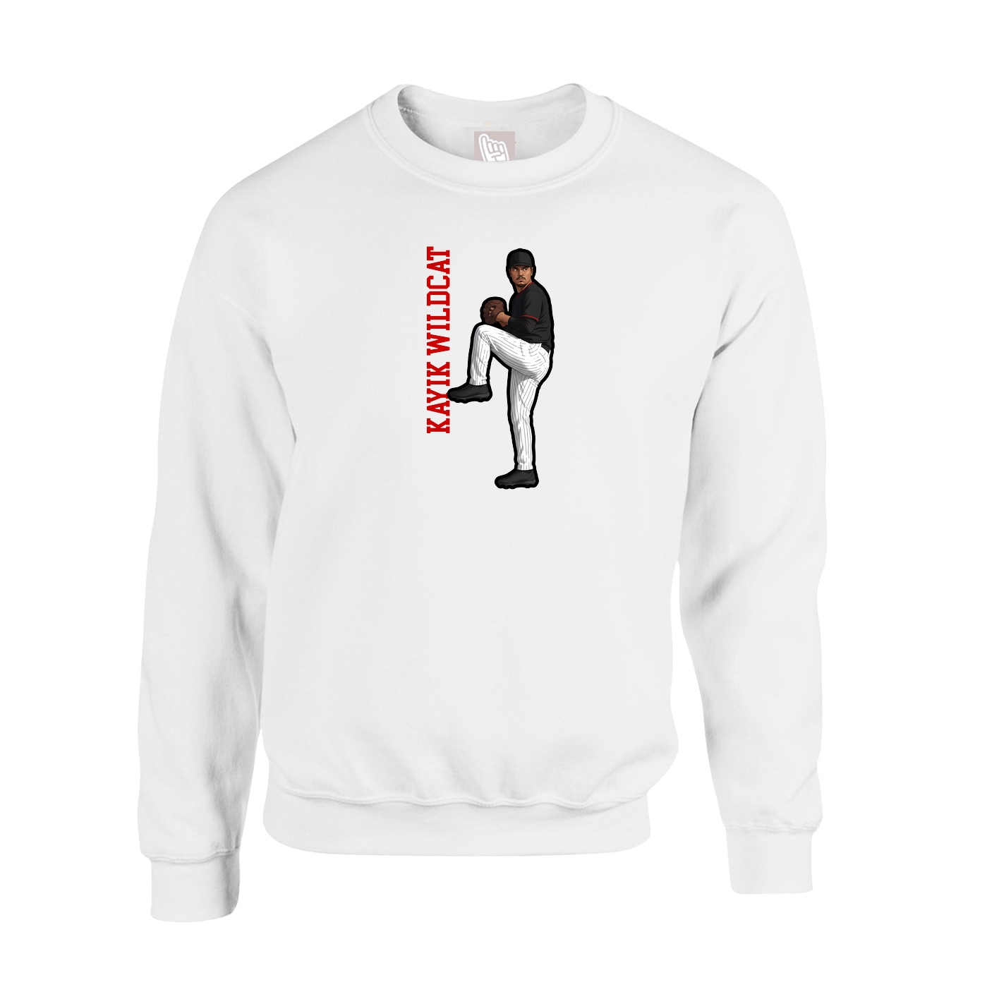 Fleece Crew — Name Vertical in White