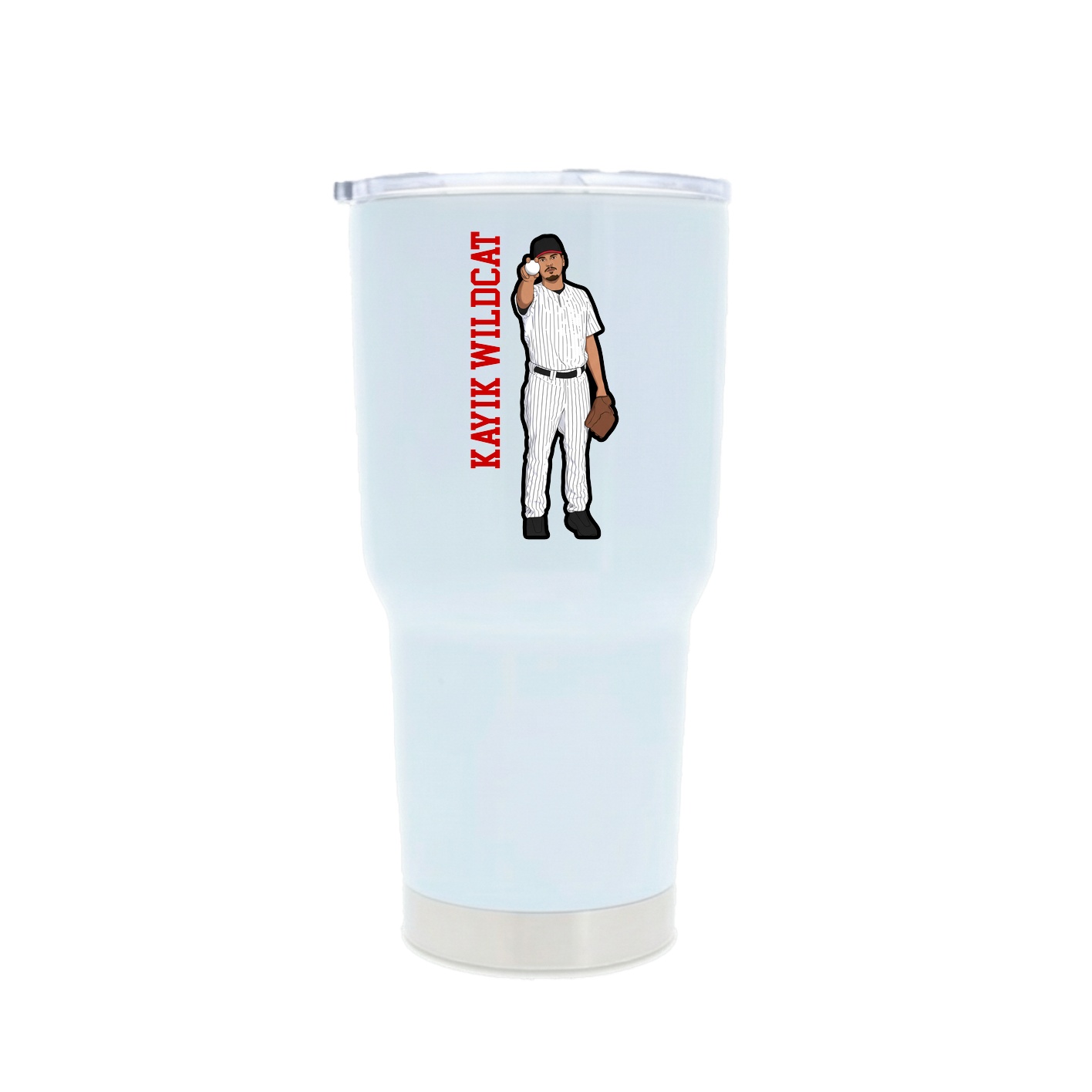 30oz Stainless Steel Tumbler — Name Vertical in White