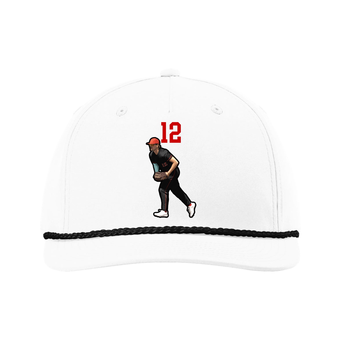 Five-Panel Classic Rope Cap — Number Top in White