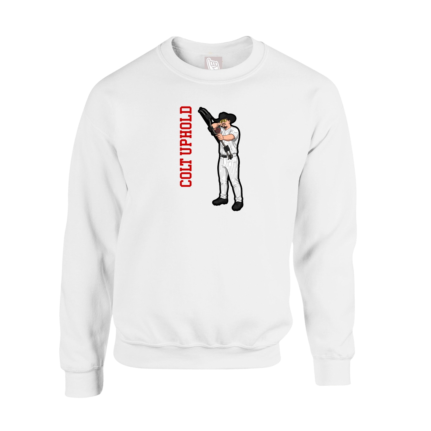 Fleece Crew — Name Vertical in White