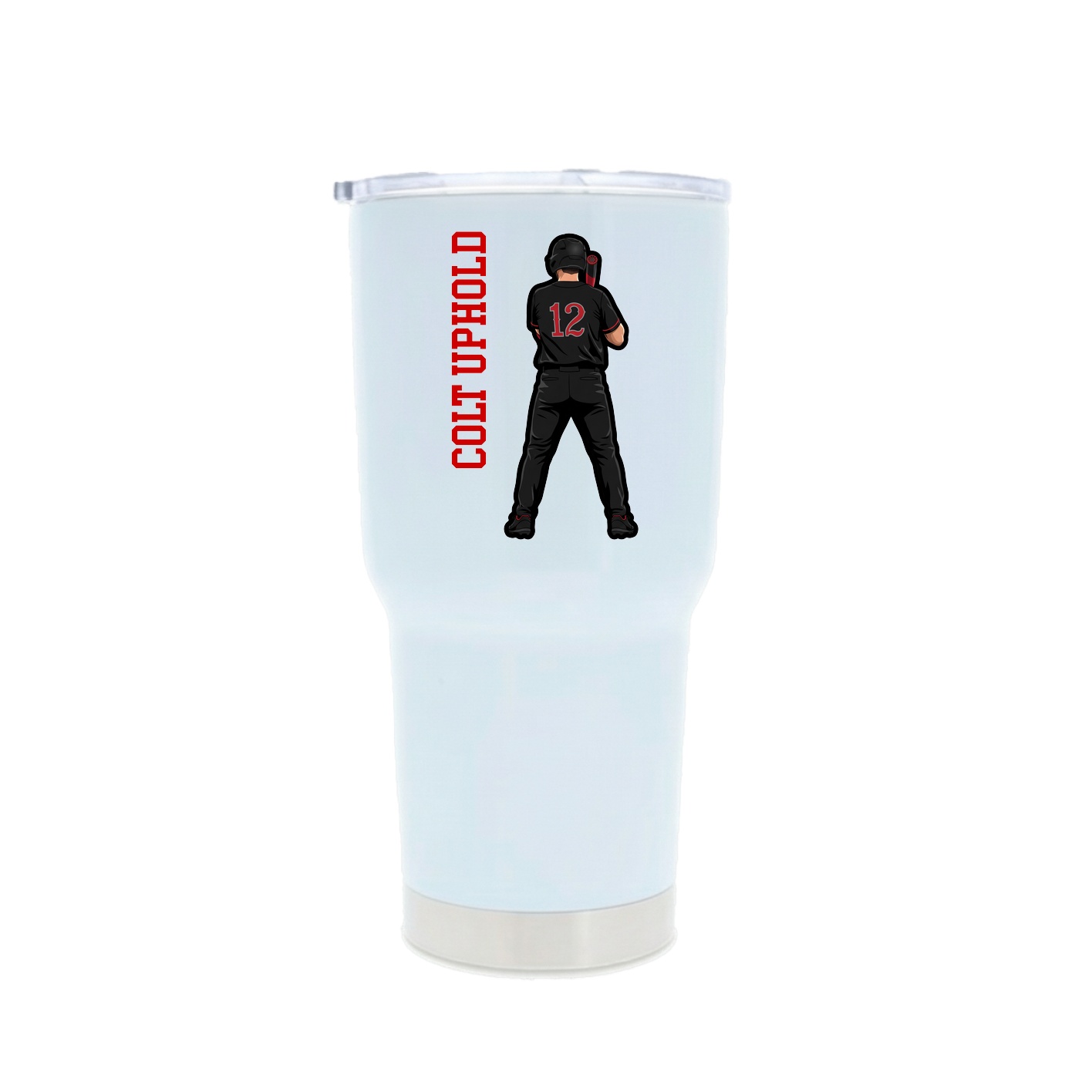 30oz Stainless Steel Tumbler — Name Vertical in White