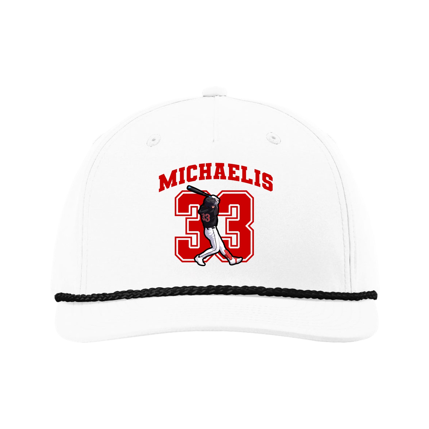 Five-Panel Classic Rope Cap — Number in White