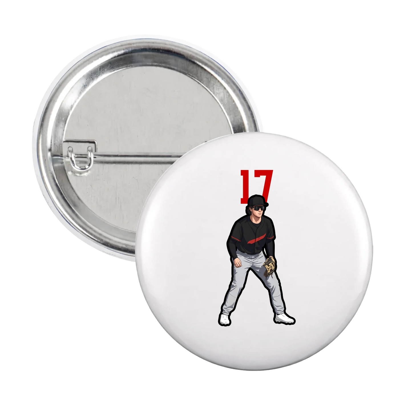 Game Day Button — Number Top in White