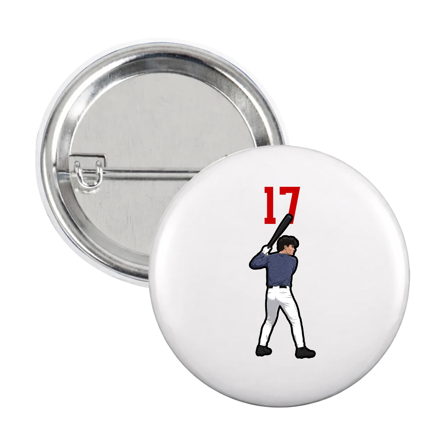 Game Day Button — Number Top in White