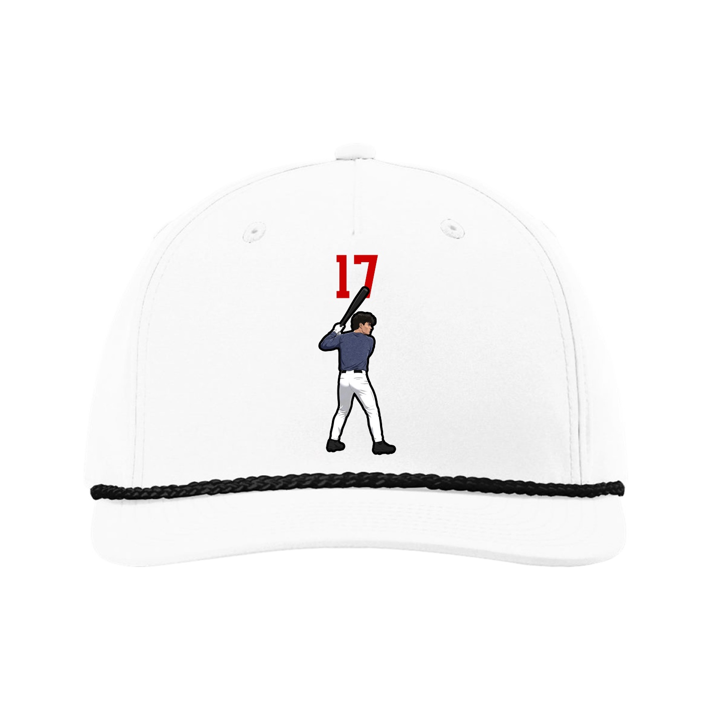 Five-Panel Classic Rope Cap — Number Top in White