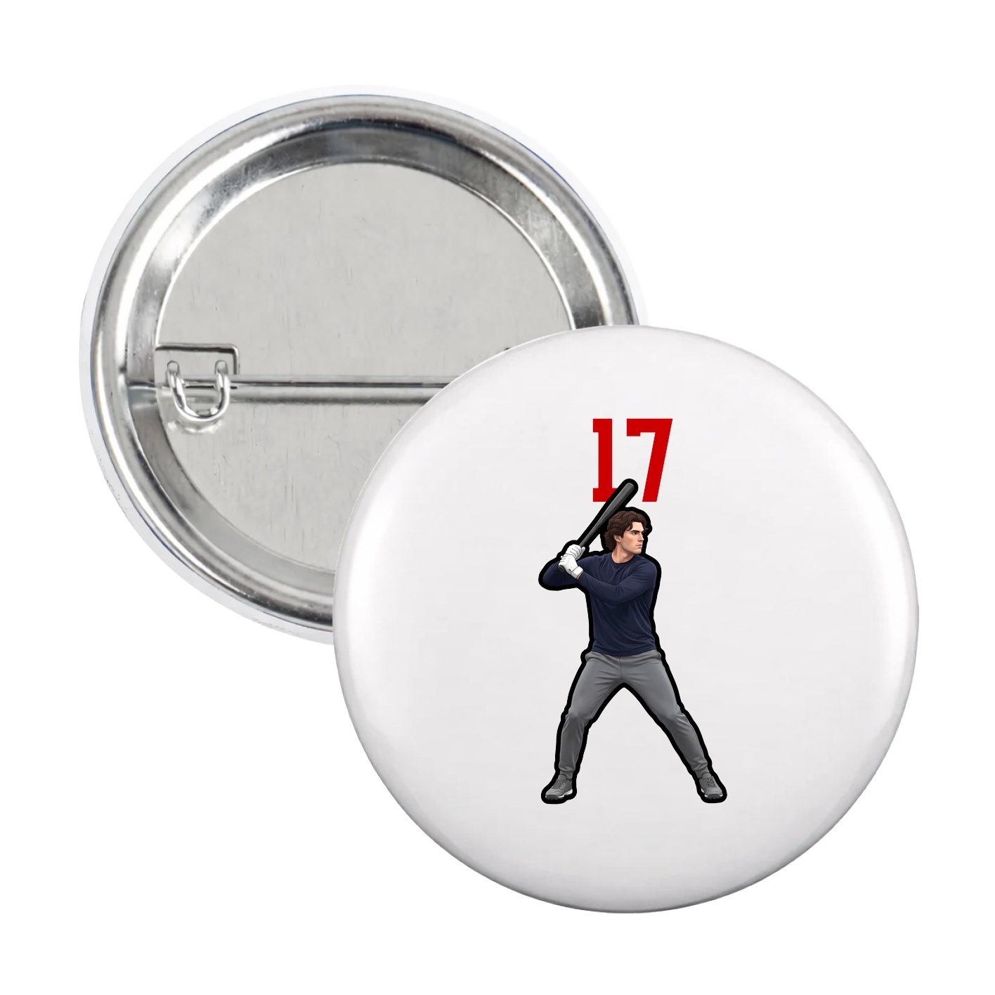 Game Day Button — Number Top in White