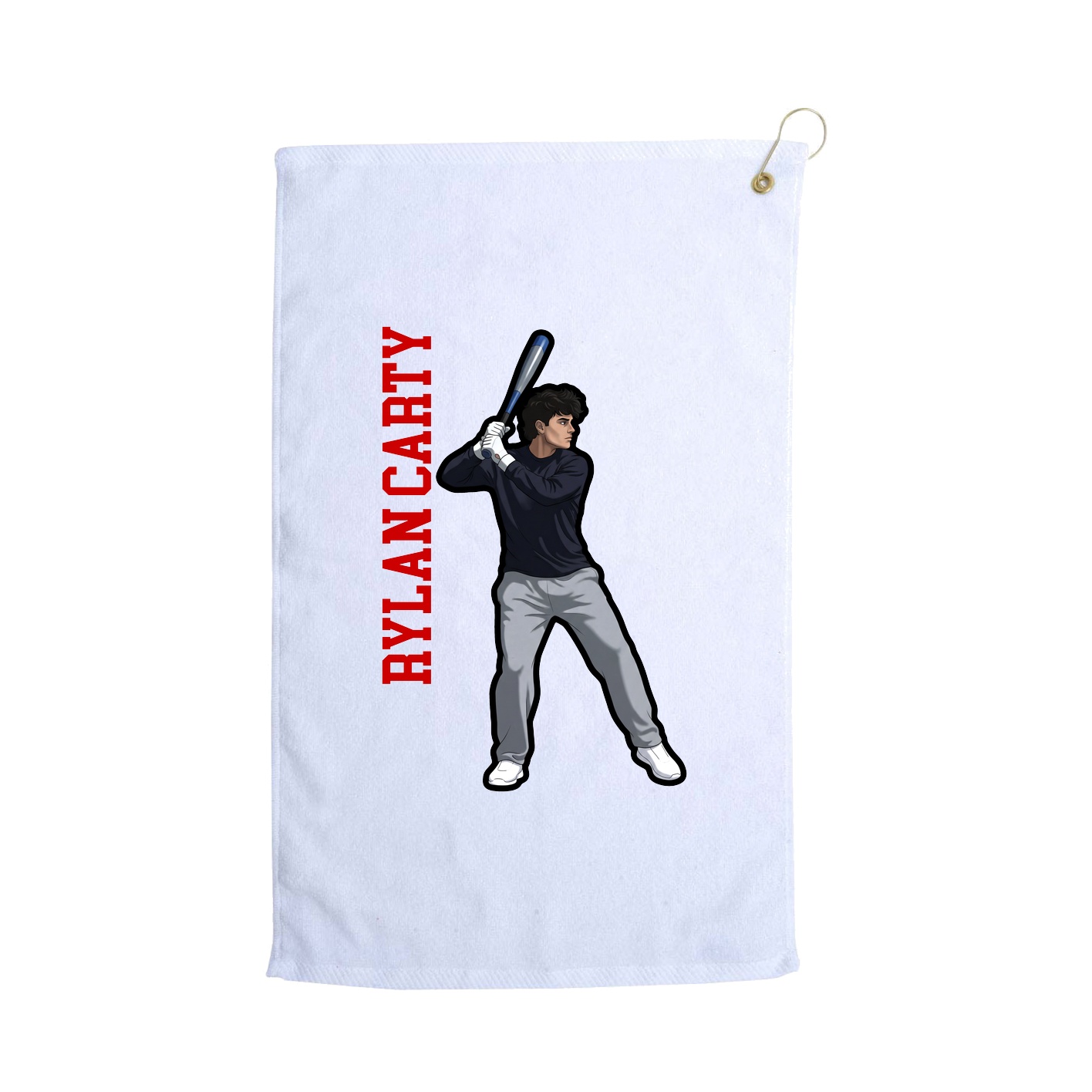 Golf Towel — Name Vertical in White