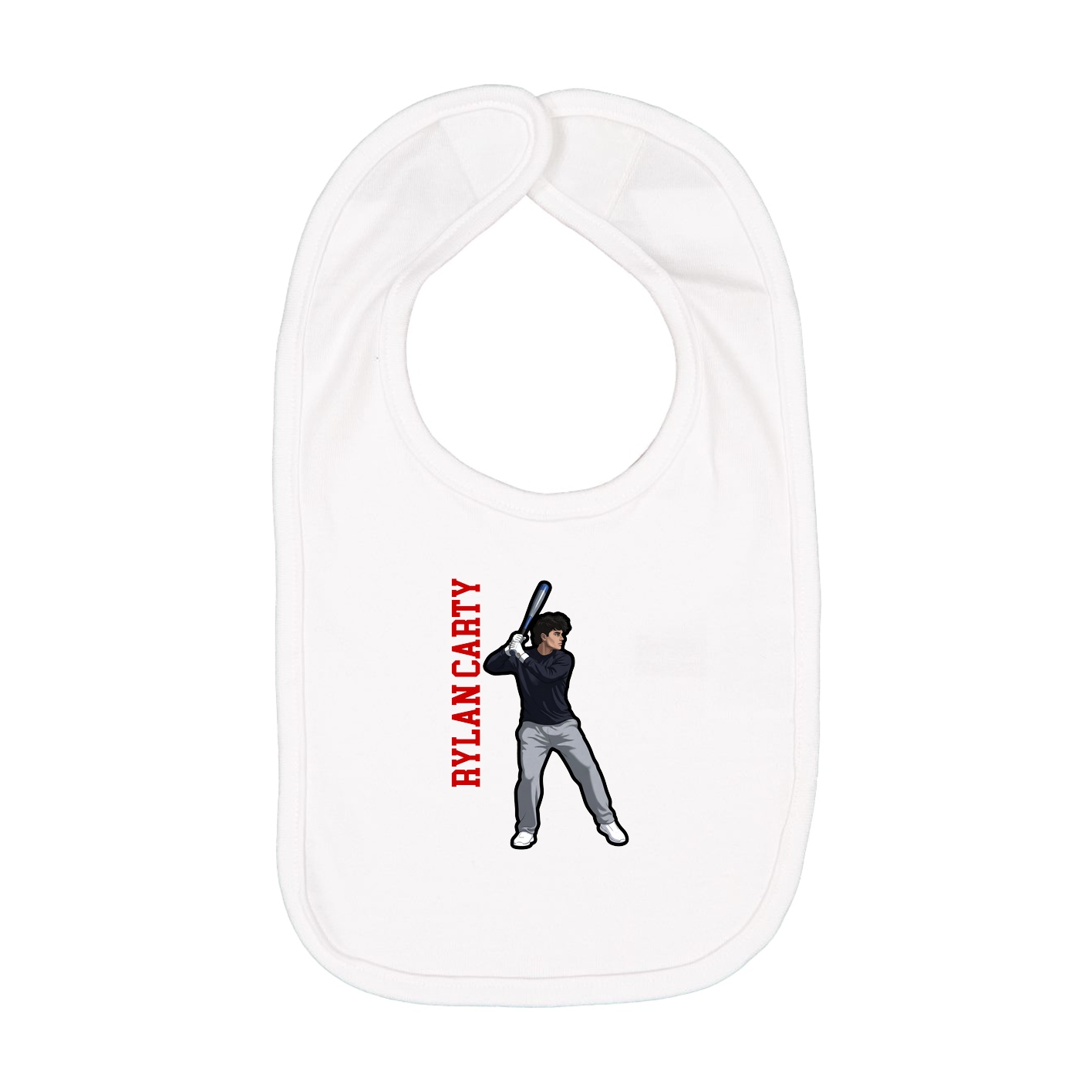 Infant Bib — Name Vertical in White