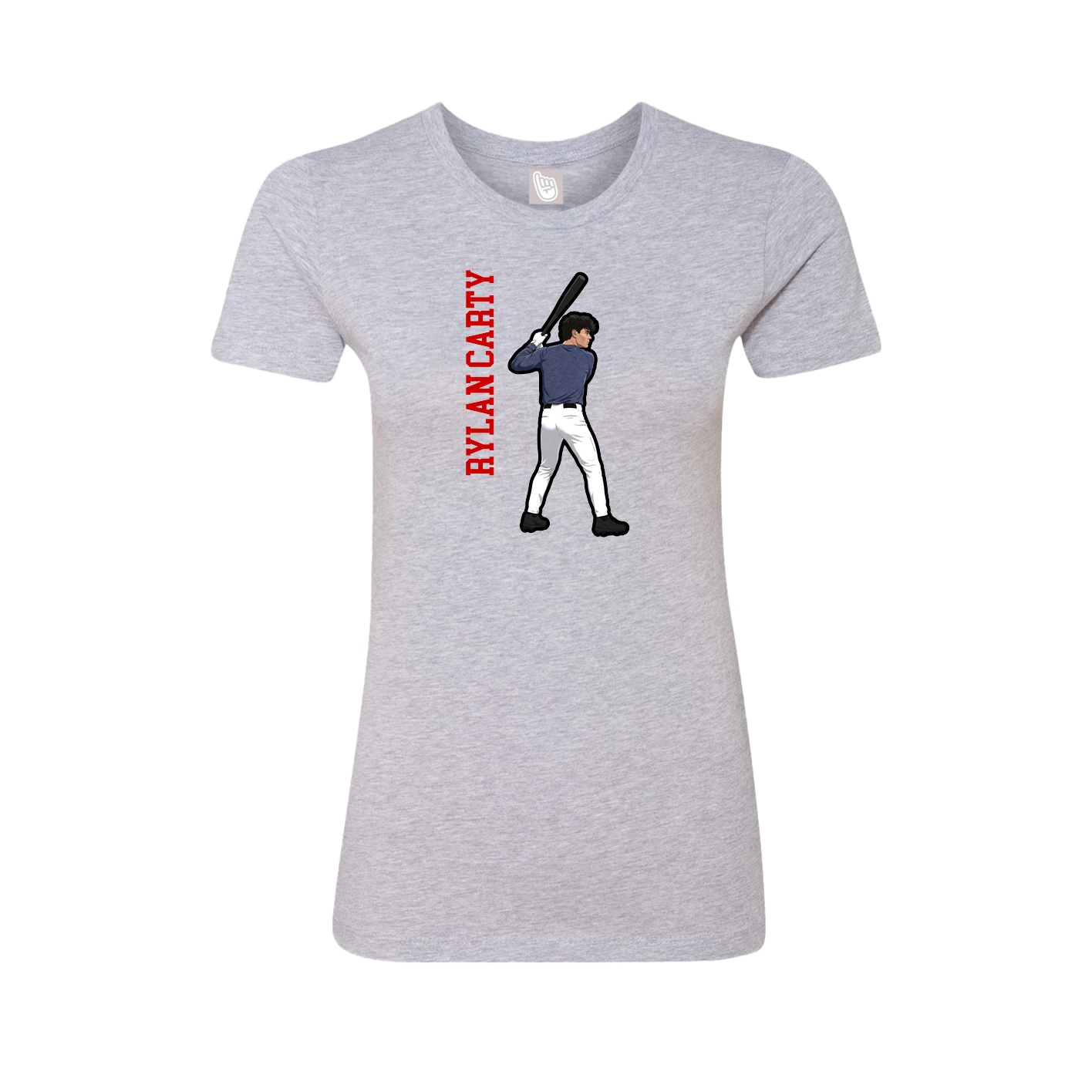 Fitted Women's Tee — Name Vertical in Grey