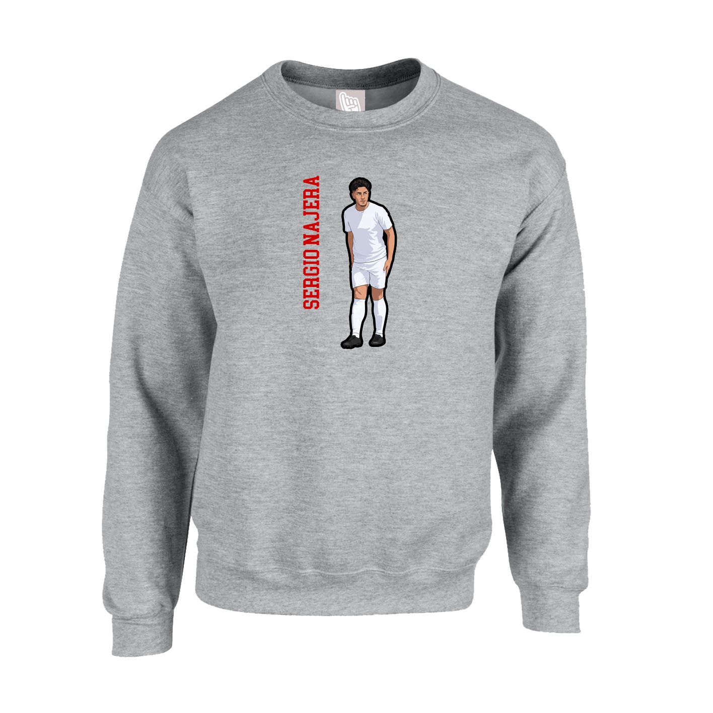 Fleece Crew — Name Vertical in Grey