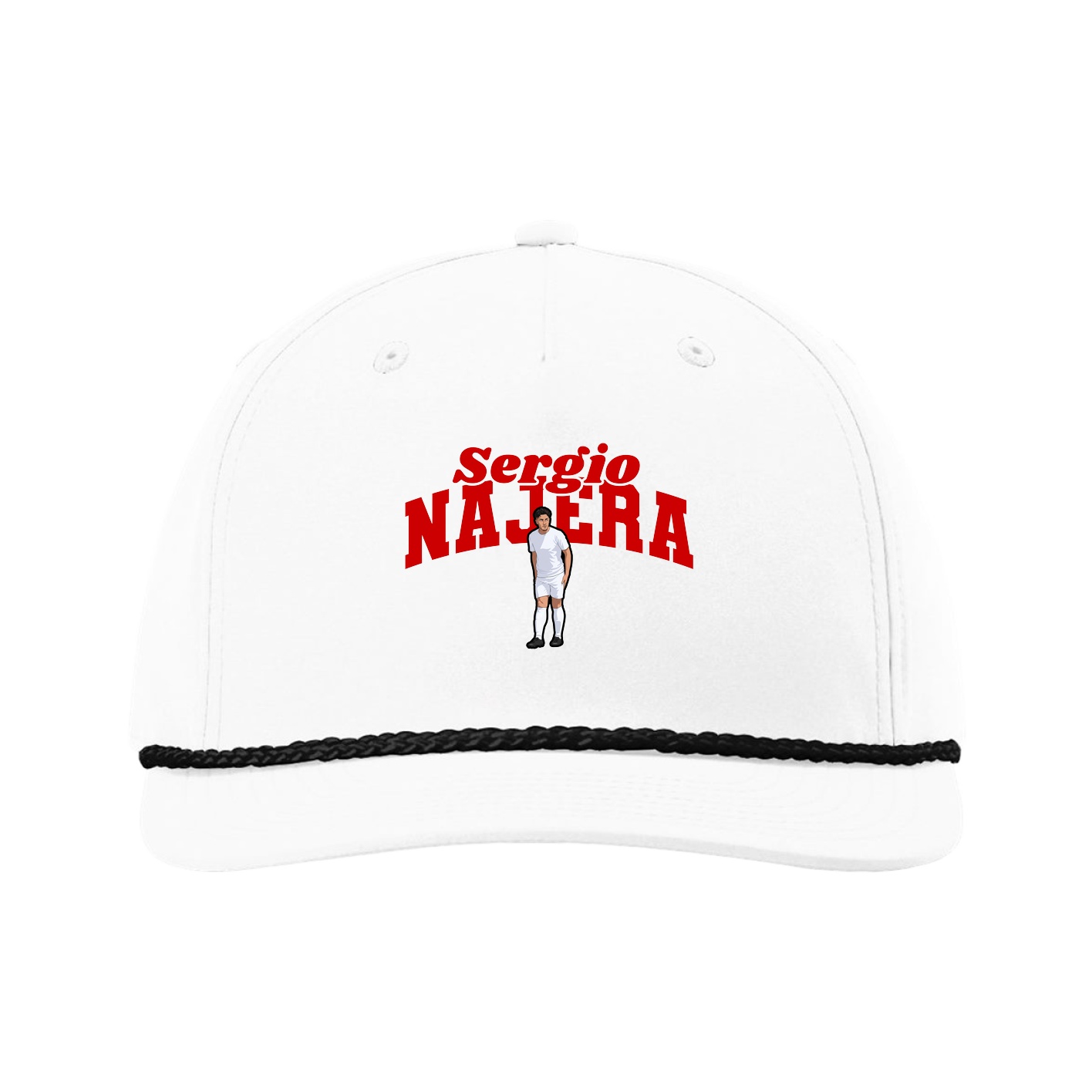 Five-Panel Classic Rope Cap — Signature Arch in White