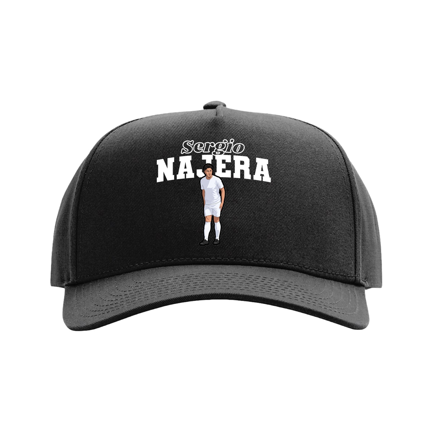 Full Fabric Five-Panel Champ Cap — Name Arch in Black