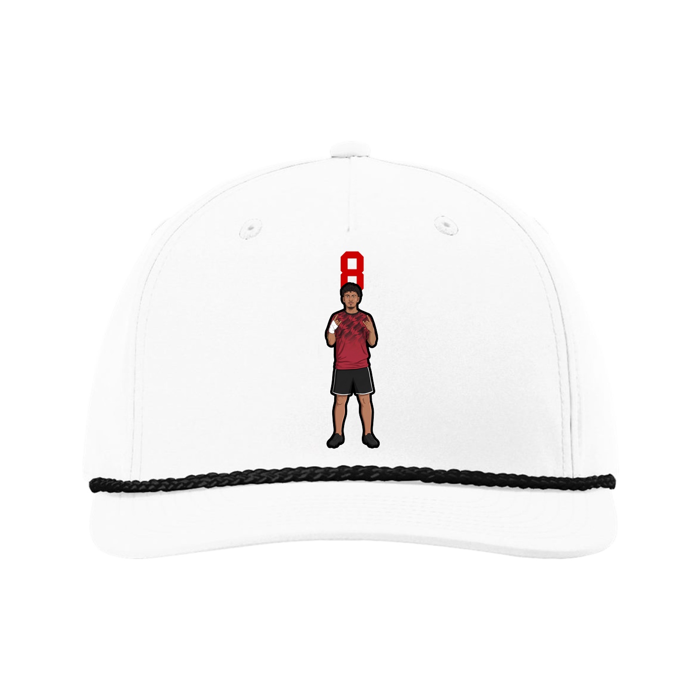Five-Panel Classic Rope Cap — Number Top in White