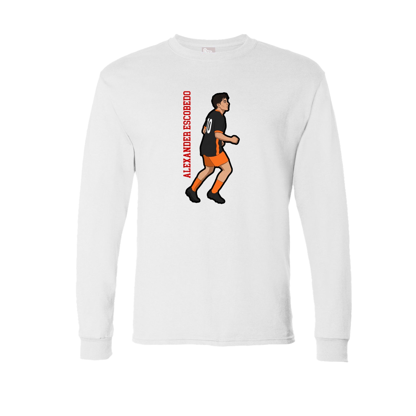 Long Sleeve Tee — Name Vertical in White