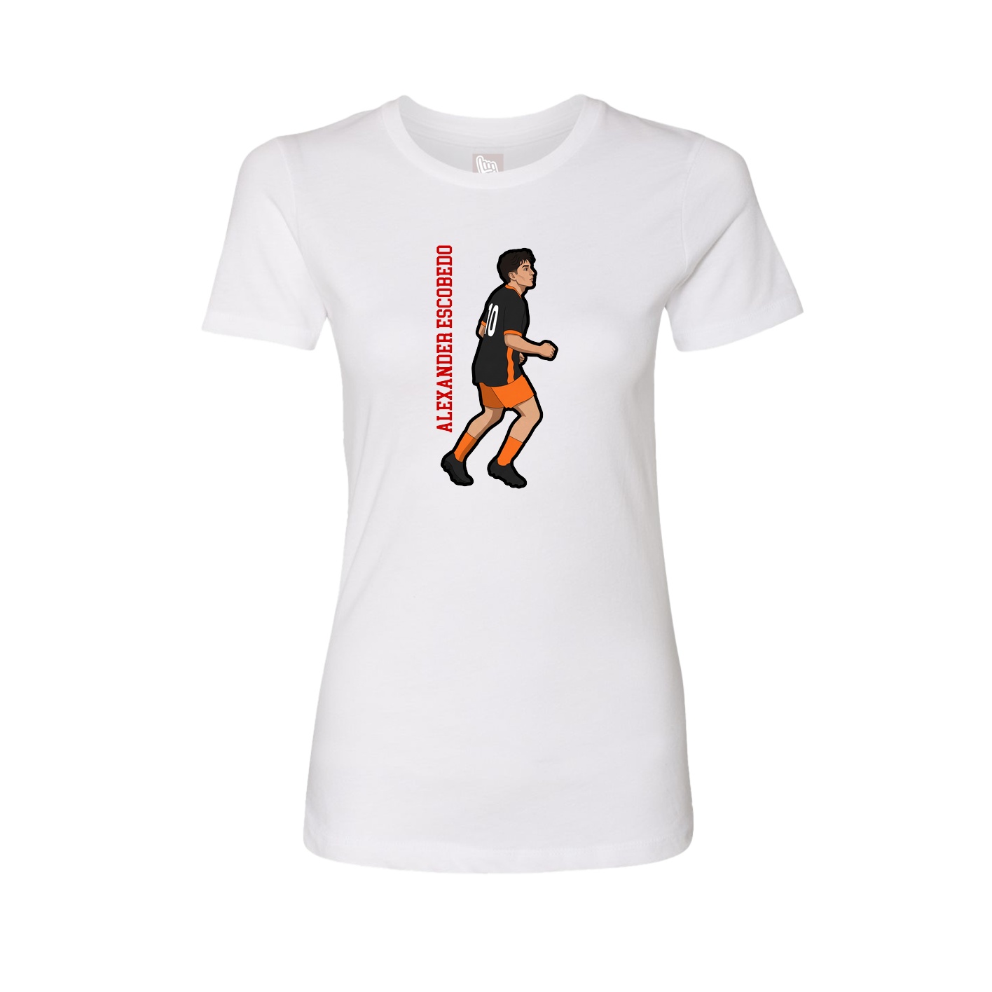 Fitted Women's Tee — Name Vertical in White