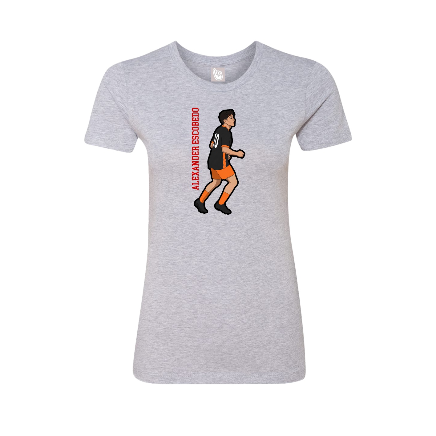 Fitted Women's Tee — Name Vertical in Grey