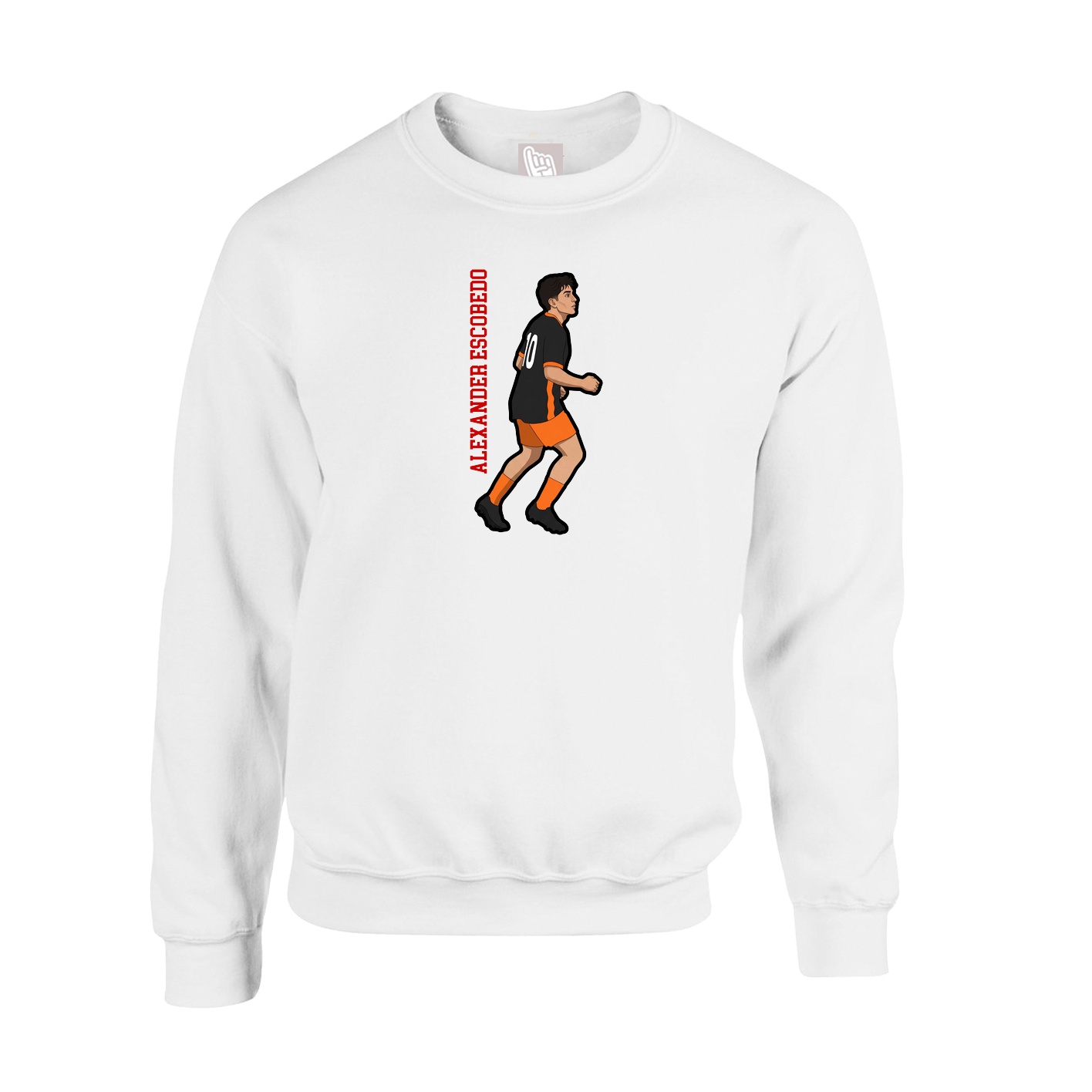 Fleece Crew — Name Vertical in White
