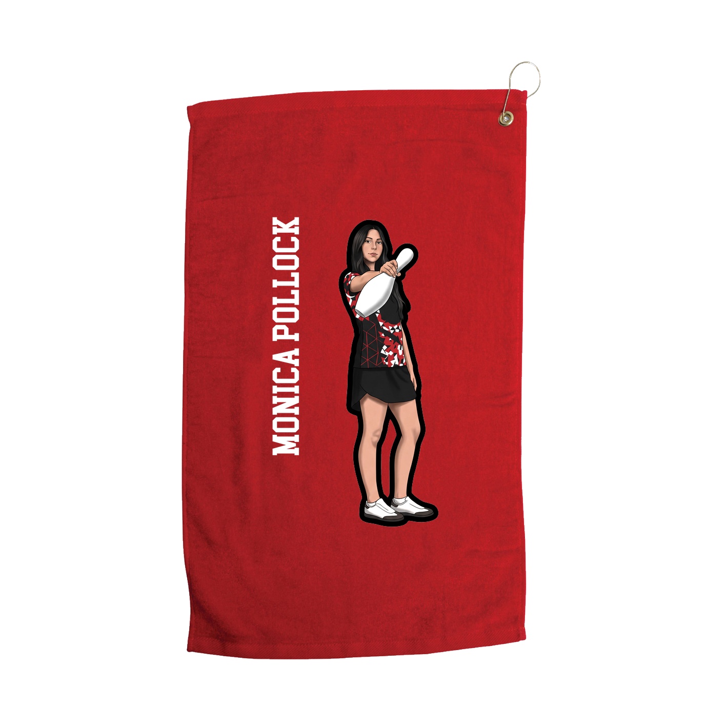 Golf Towel — Name Vertical in Red