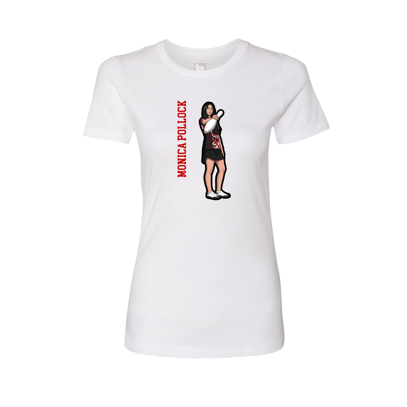 Fitted Women's Tee — Name Vertical in White