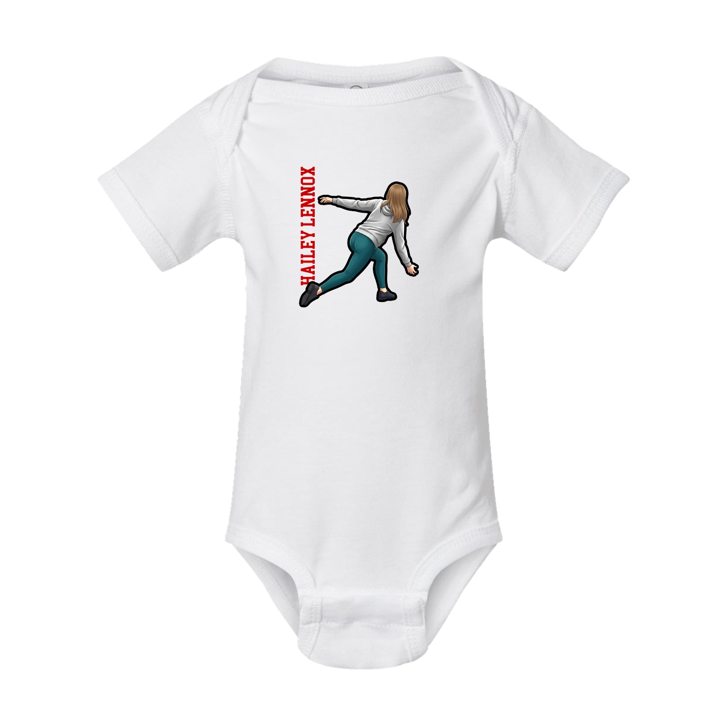 Baby Onesie — Name Vertical in White