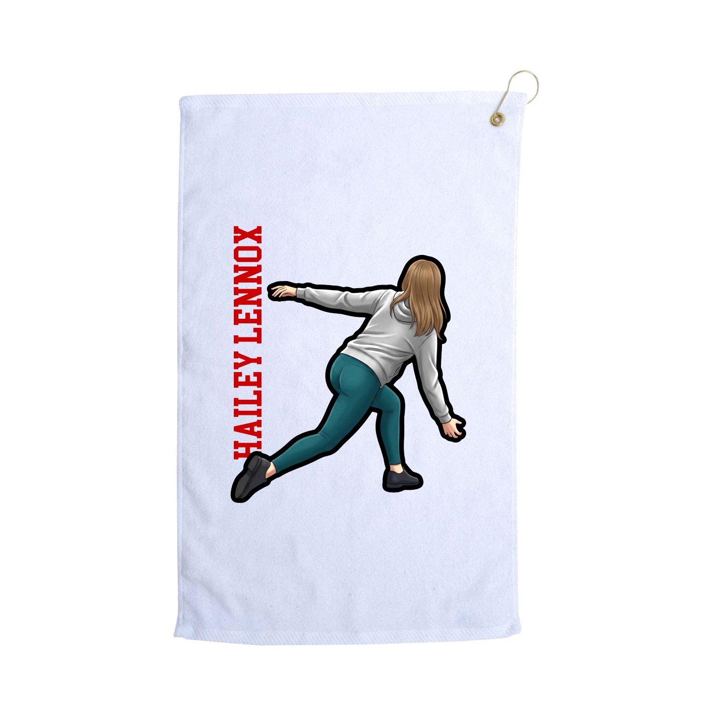 Golf Towel — Name Vertical in White