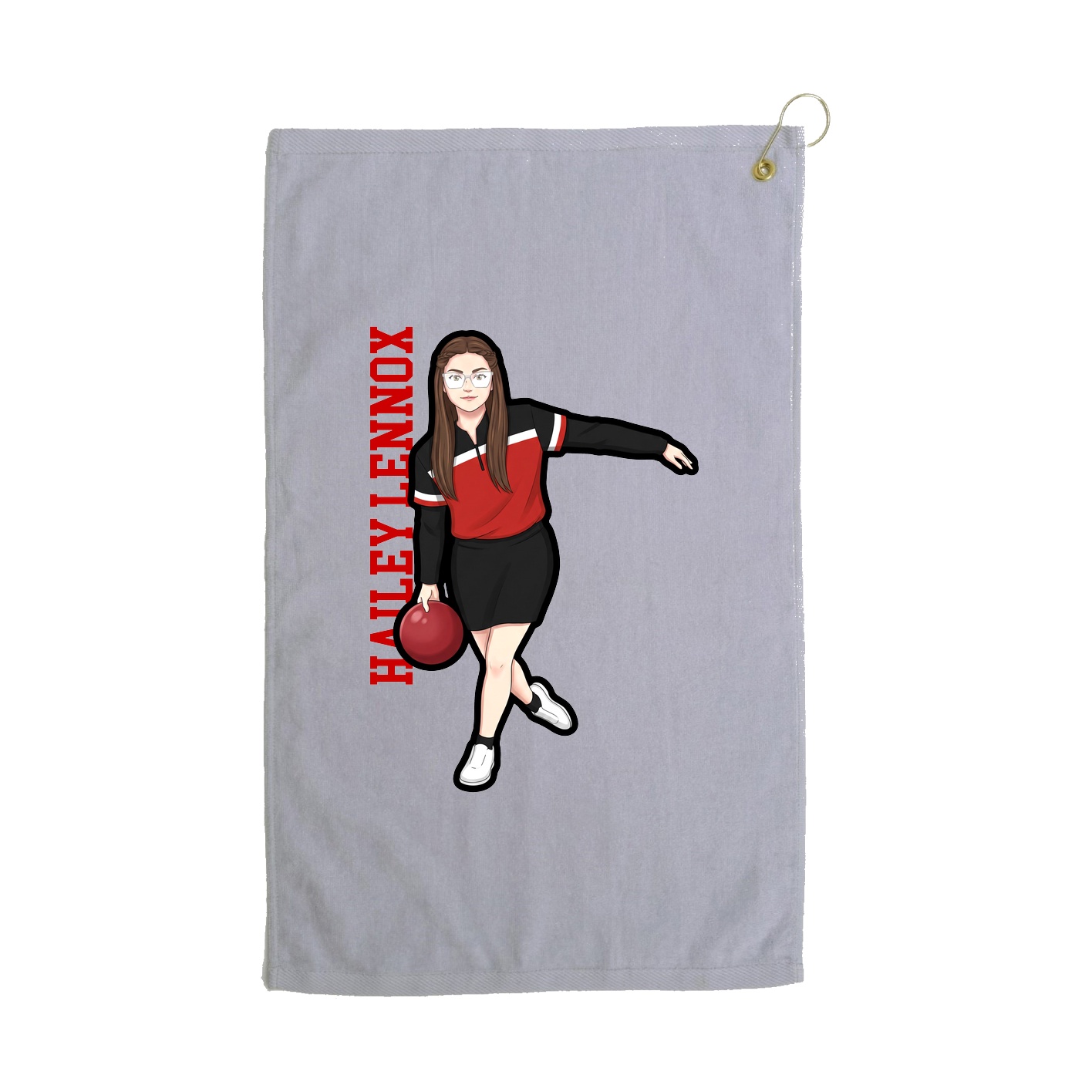 Golf Towel — Name Vertical in Grey
