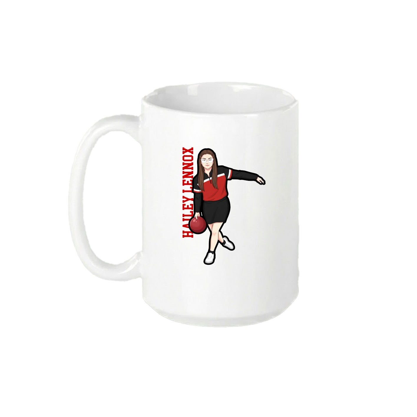 15oz Coffee Mug — Name Vertical in White