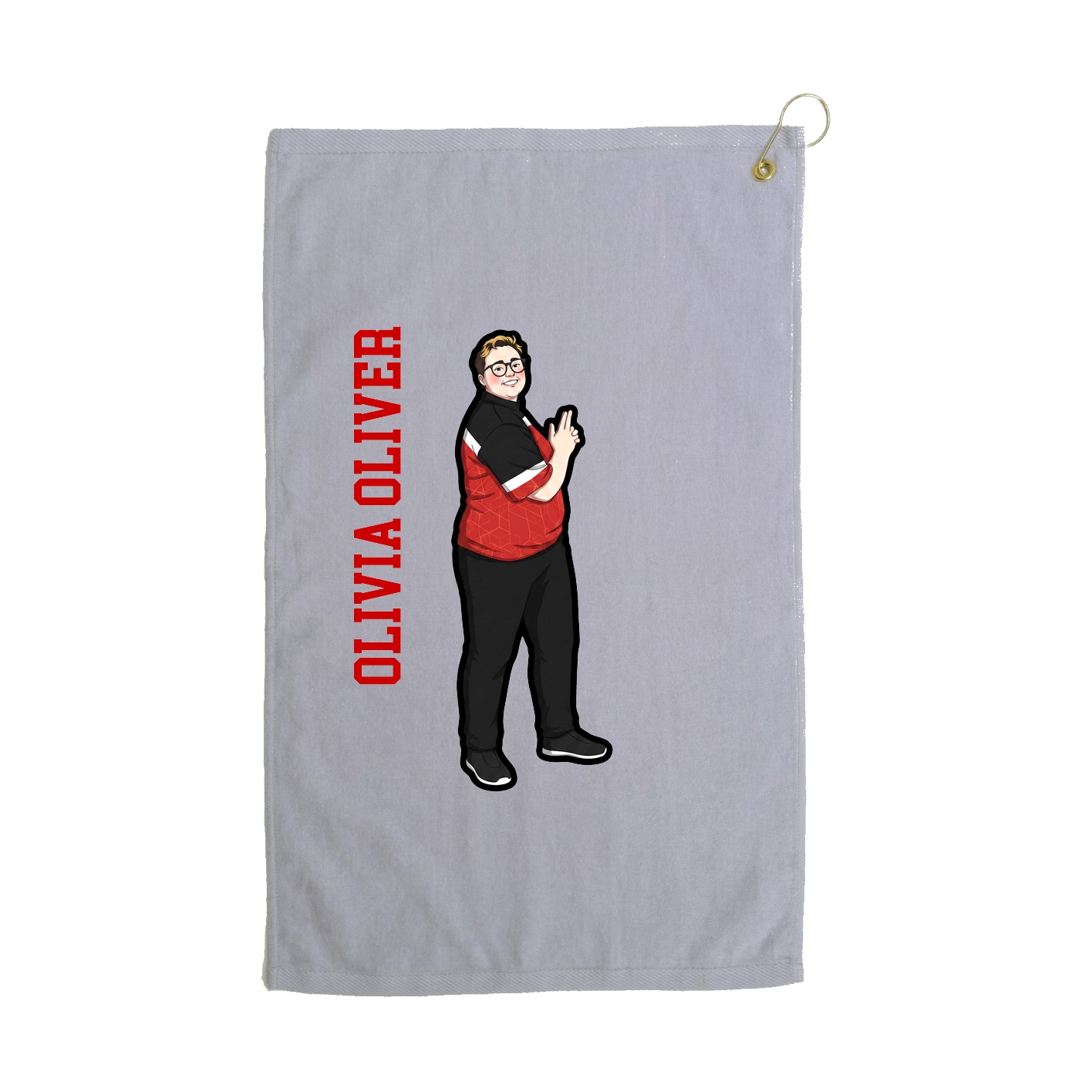 Golf Towel — Name Vertical in Grey