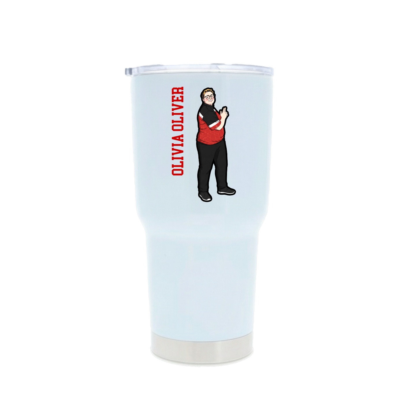 30oz Stainless Steel Tumbler — Name Vertical in White