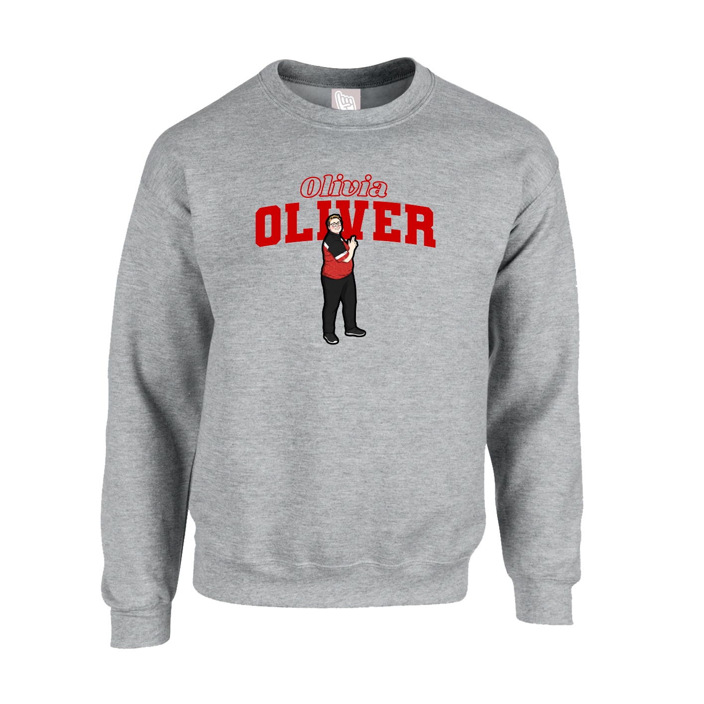 Fleece Crew — Name Arch in Grey