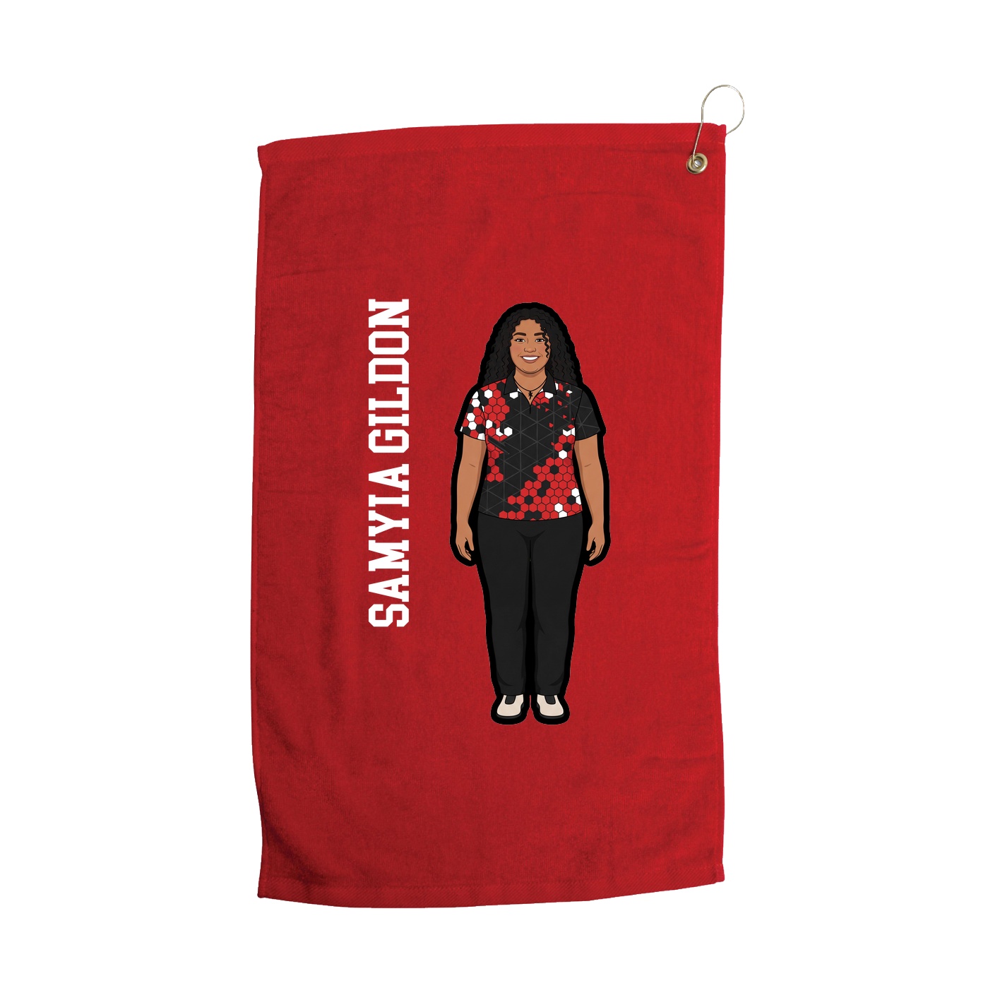Golf Towel — Name Vertical in Red