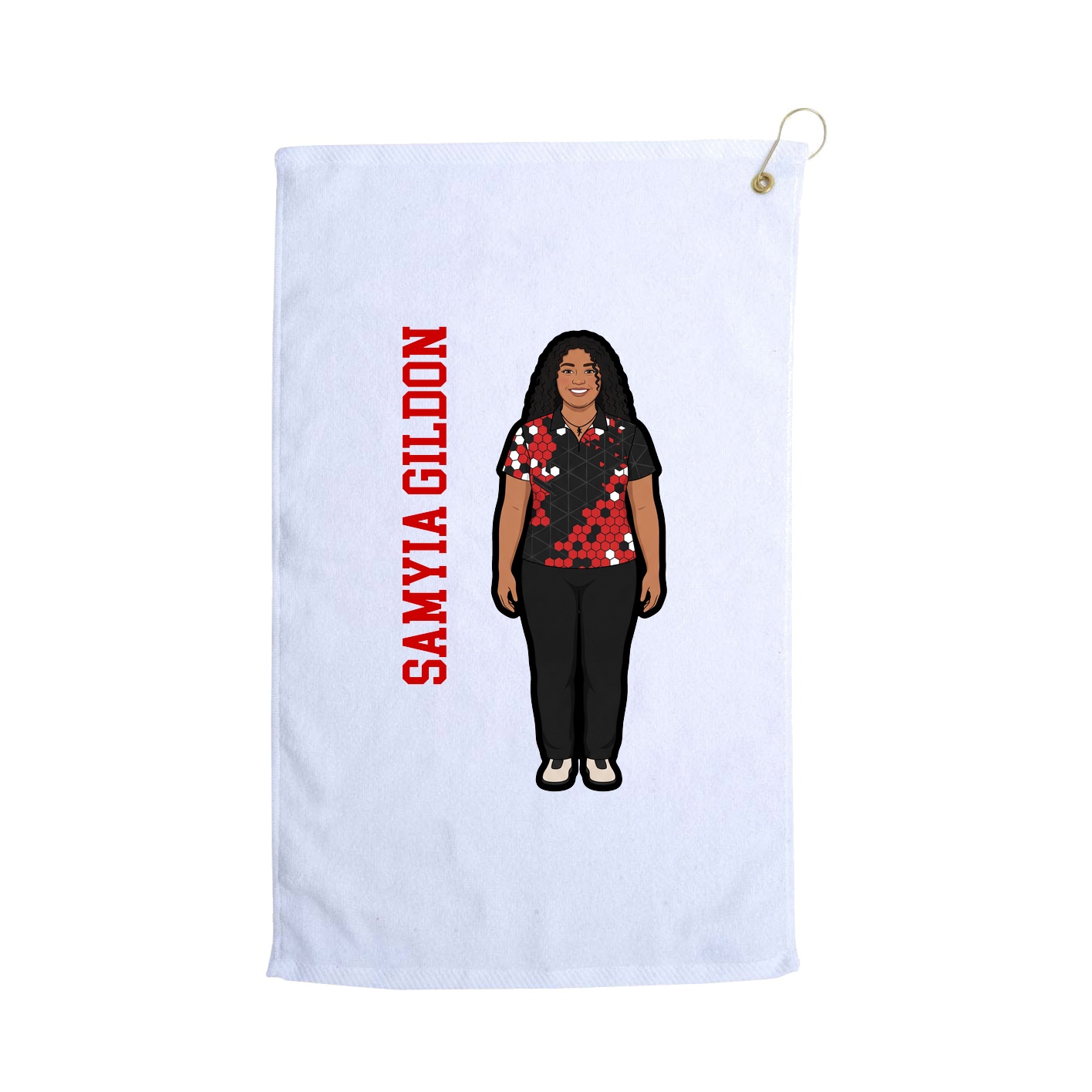Golf Towel — Name Vertical in White