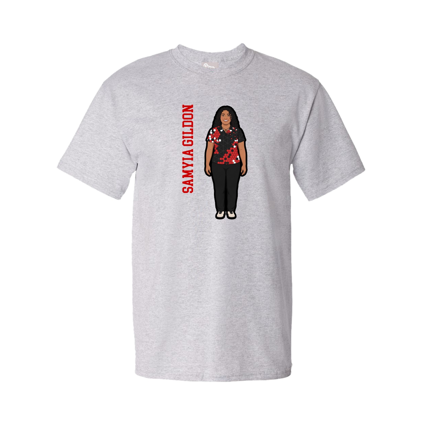 Youth Tee — Name Vertical in Grey