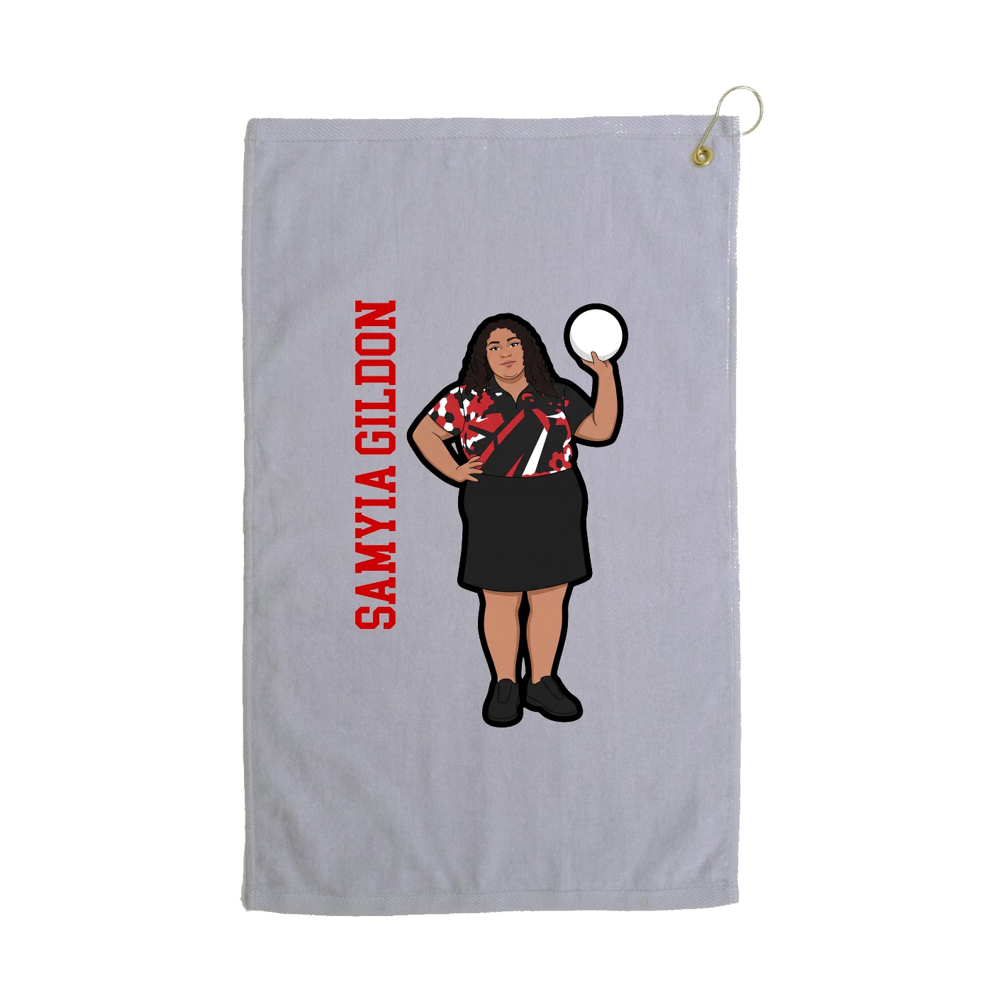 Golf Towel — Name Vertical in Grey