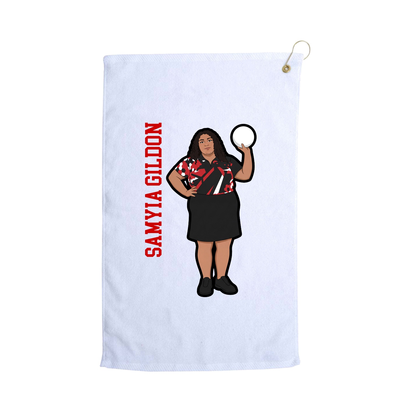 Golf Towel — Name Vertical in White