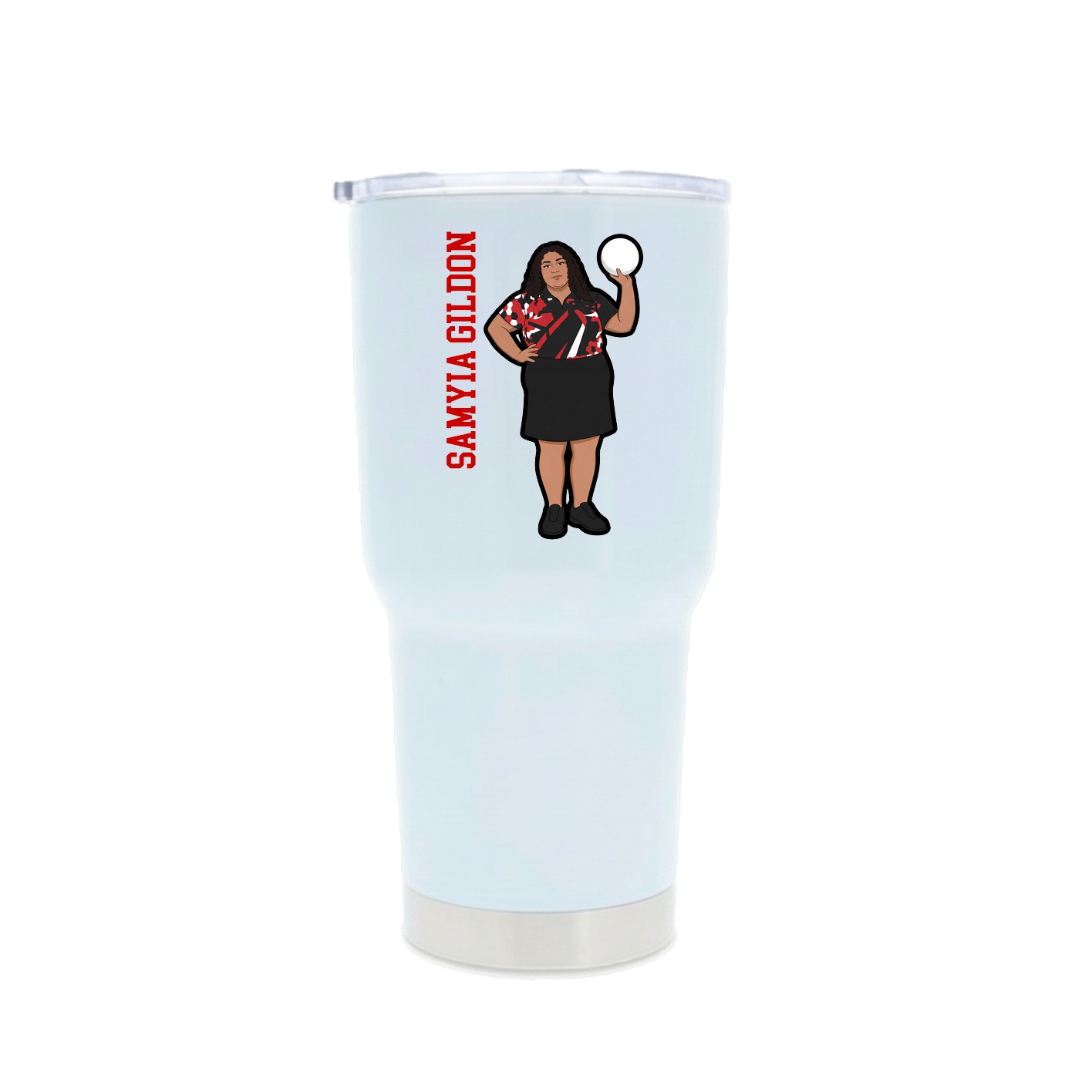 30oz Stainless Steel Tumbler — Name Vertical in White