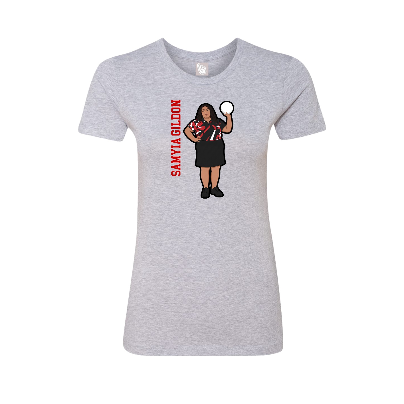 Fitted Women's Tee — Name Vertical in Grey