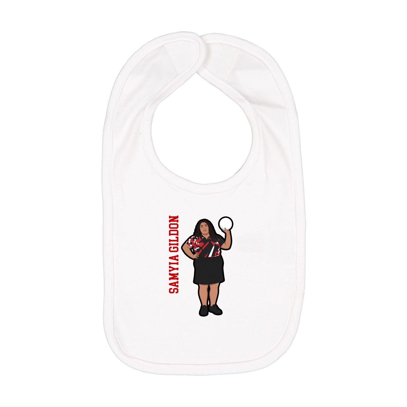 Infant Bib — Name Vertical in White