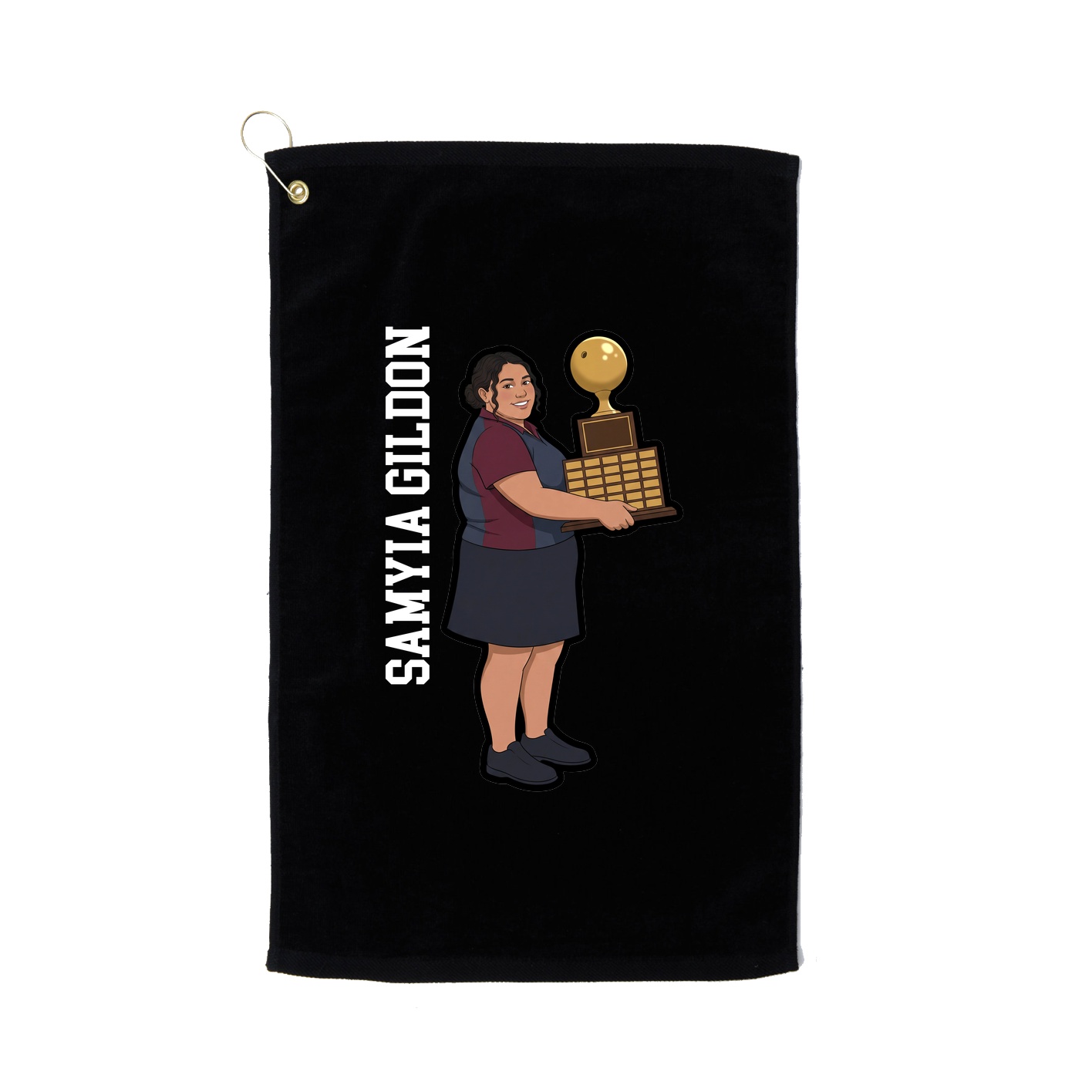Golf Towel — Name Vertical in Black