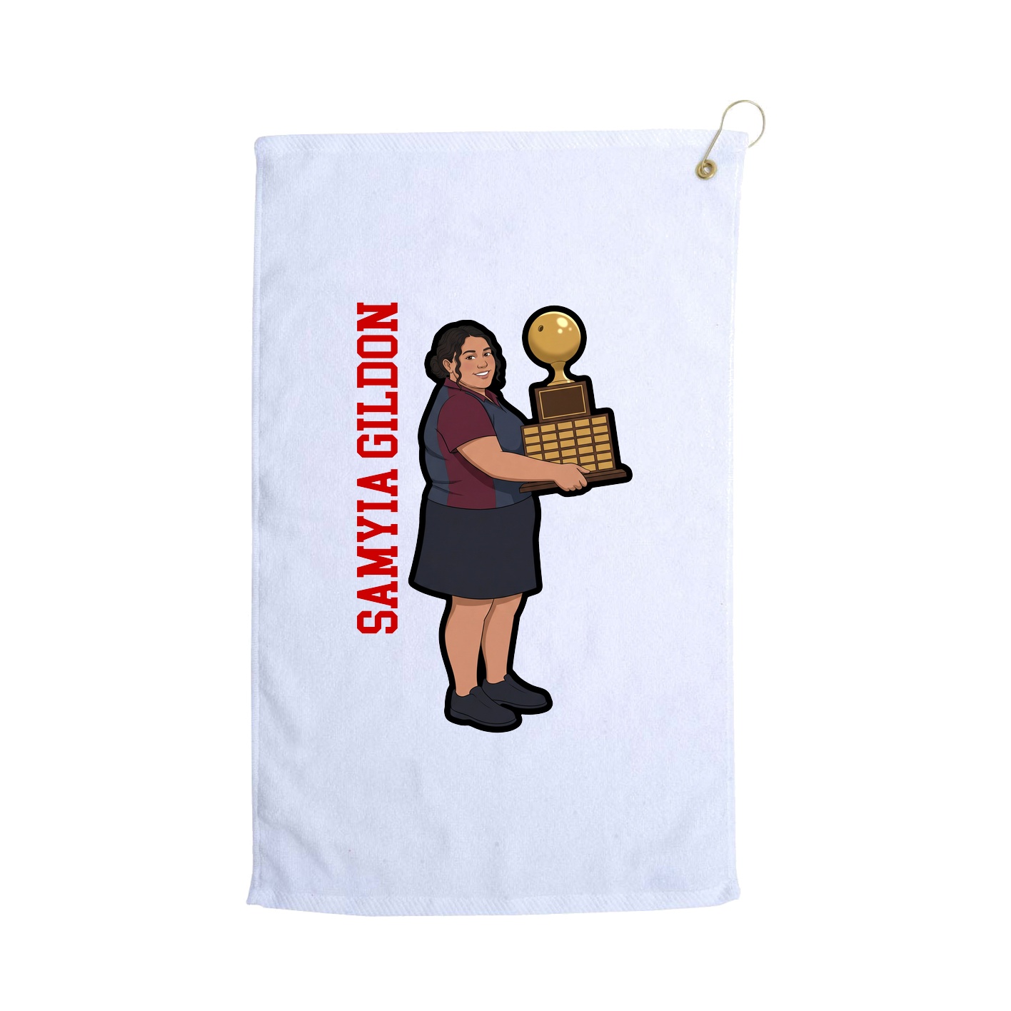 Golf Towel — Name Vertical in White