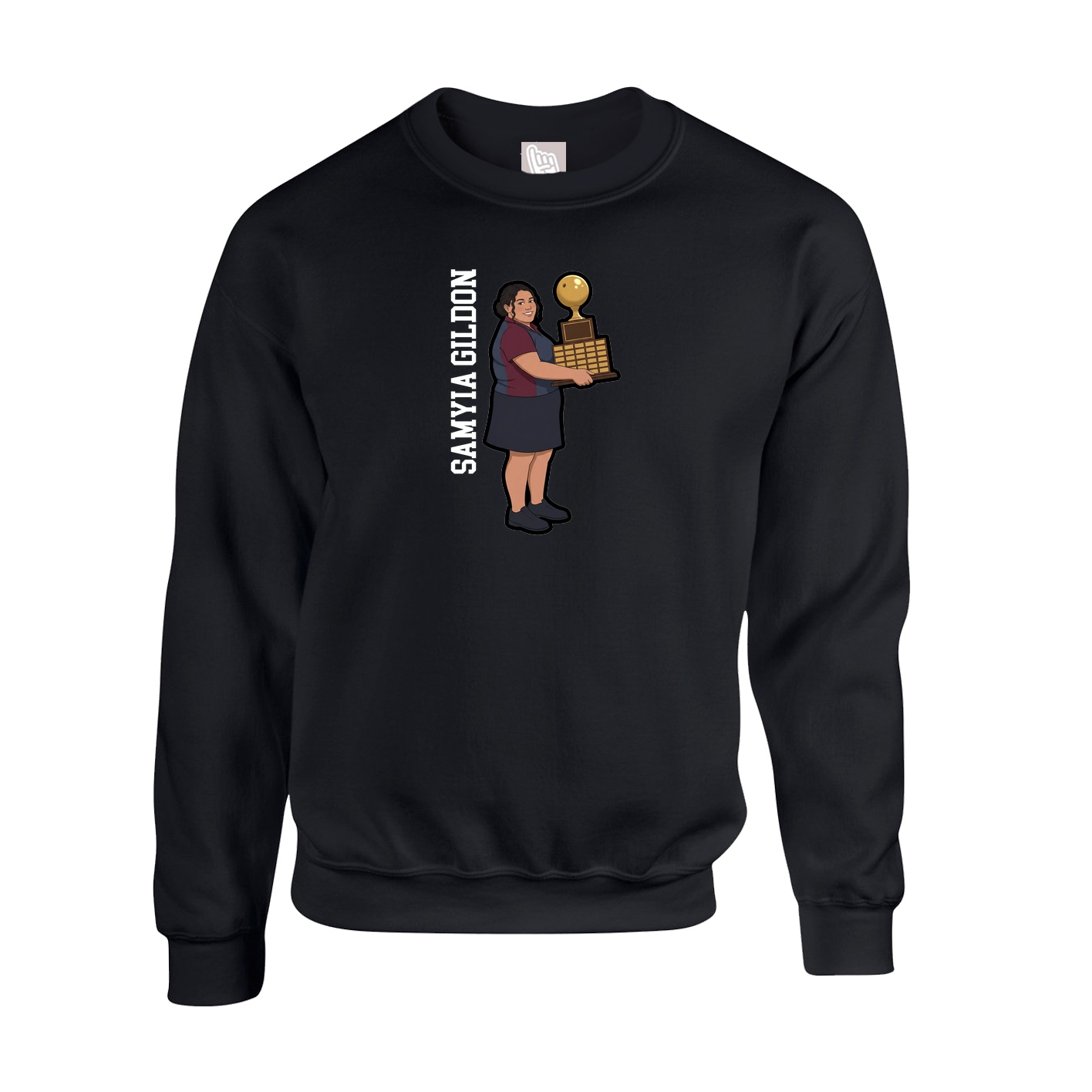 Fleece Crew — Name Vertical in Black
