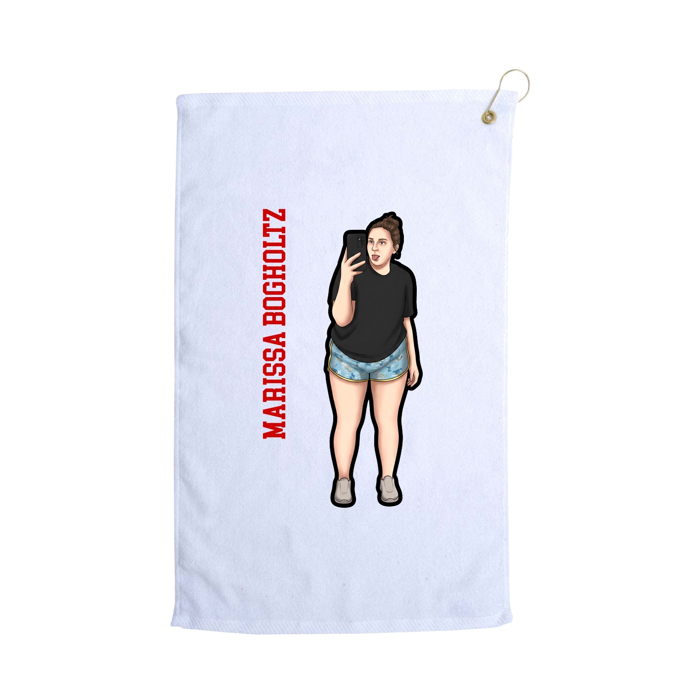 Golf Towel — Name Vertical in White