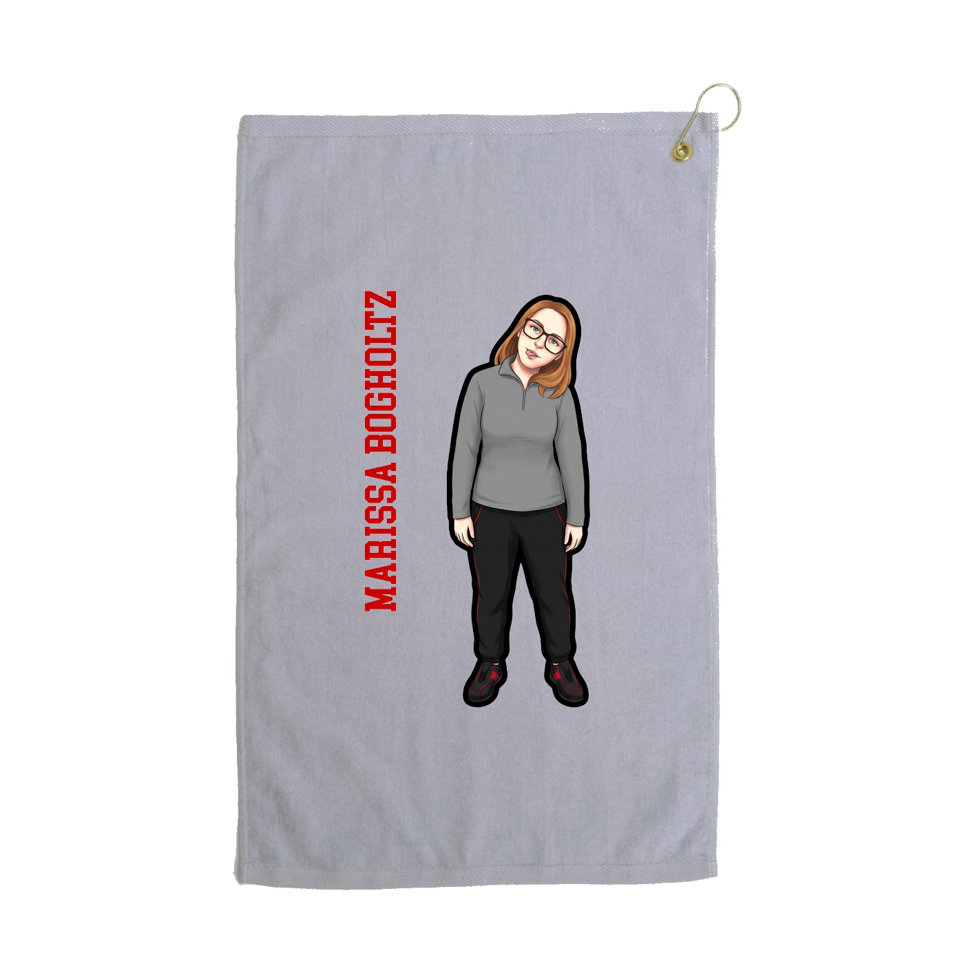 Golf Towel — Name Vertical in Grey