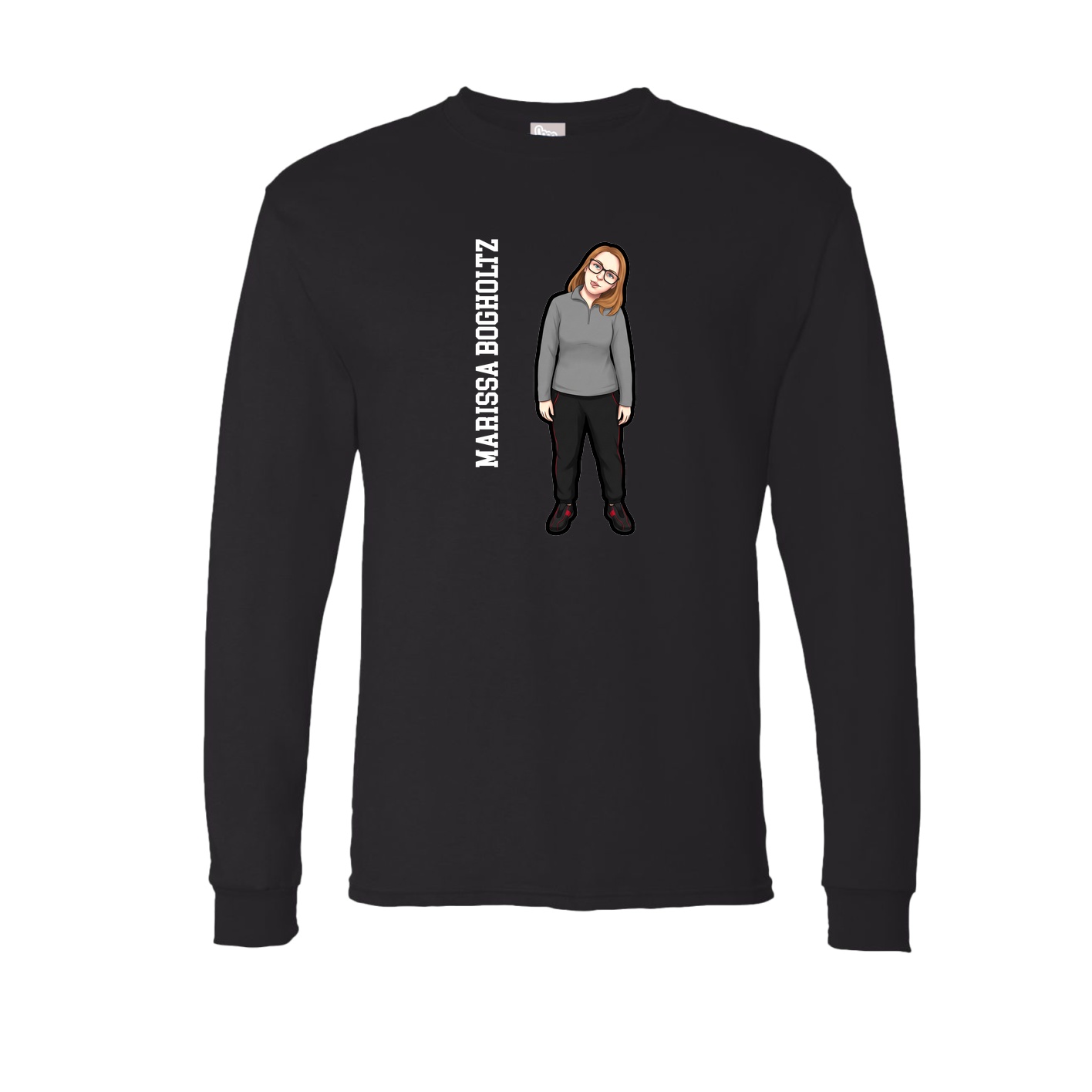 Long Sleeve Tee — Name Vertical in Black
