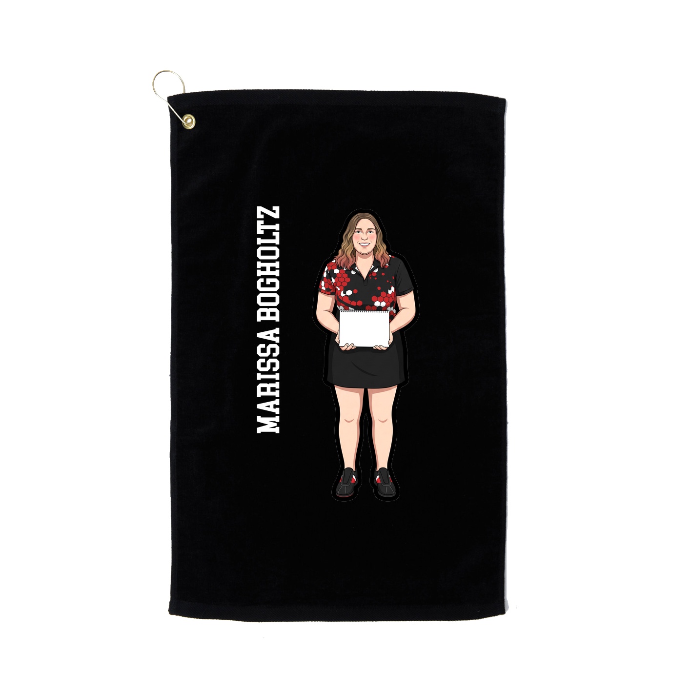 Golf Towel — Name Vertical in Black