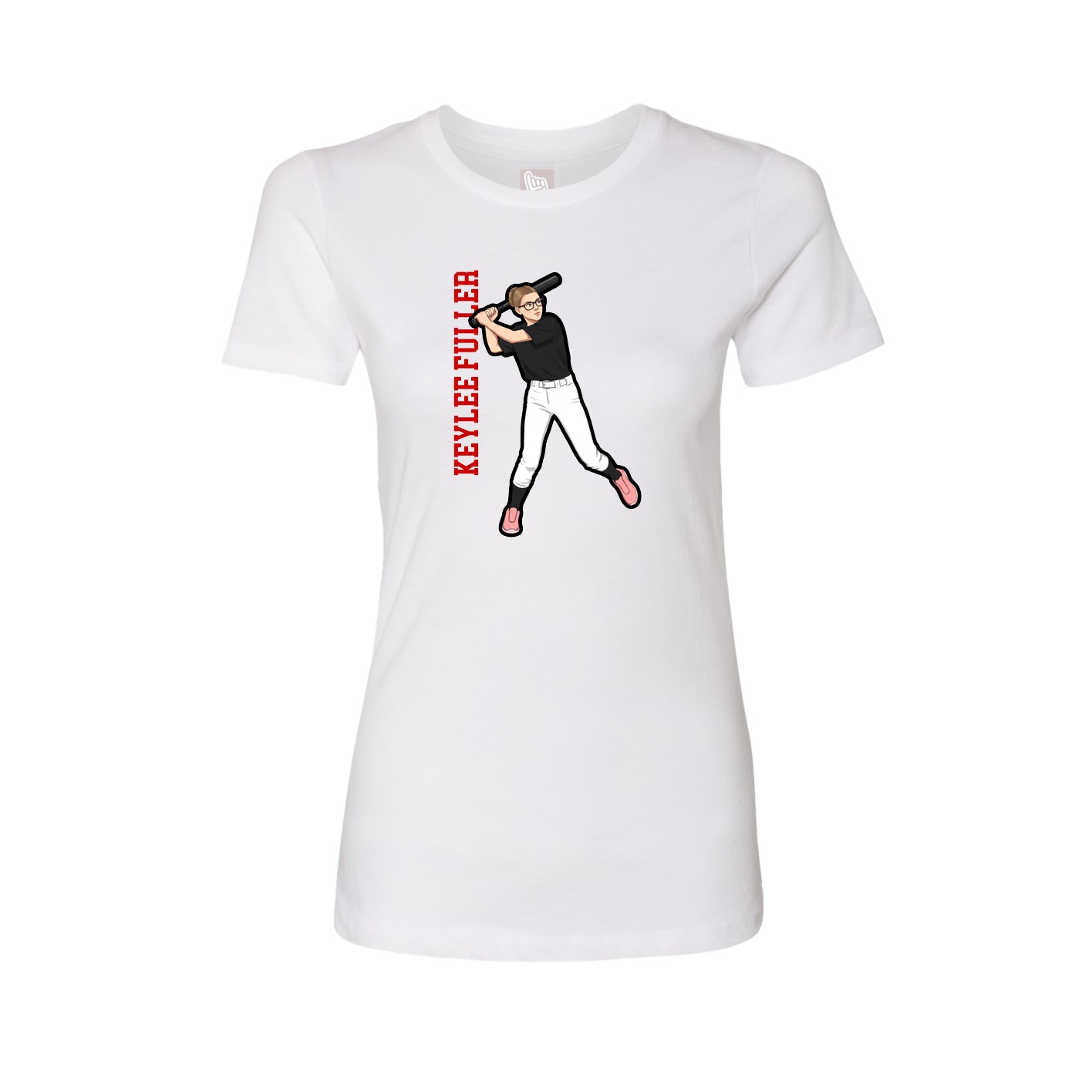 Fitted Women's Tee — Name Vertical in White