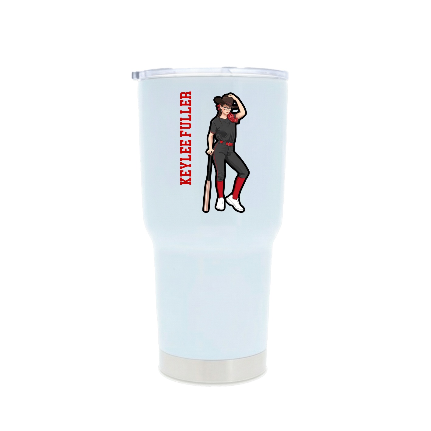 30oz Stainless Steel Tumbler — Name Vertical in White