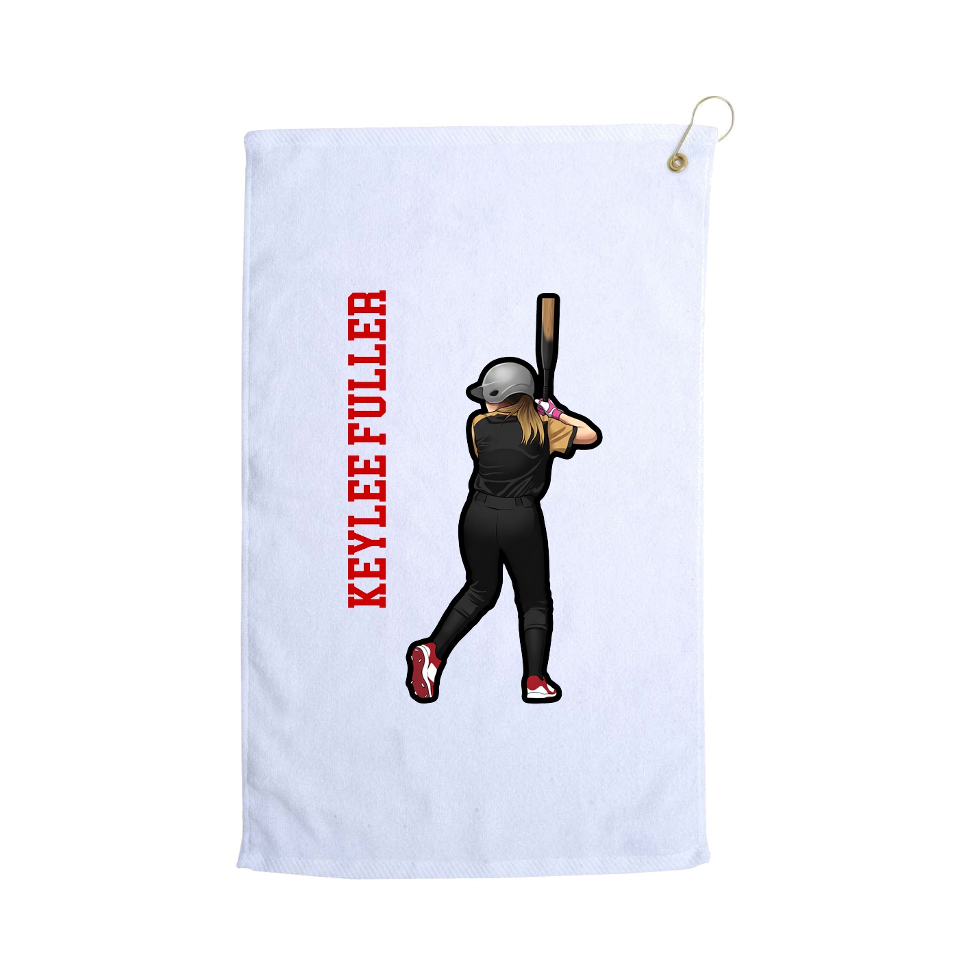 Golf Towel — Name Vertical in White