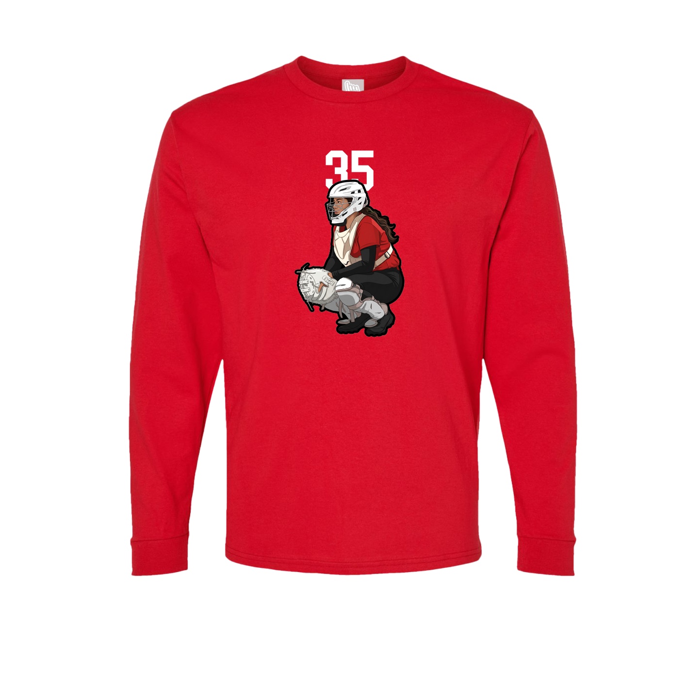 Long Sleeve Tee — Number Top in Red