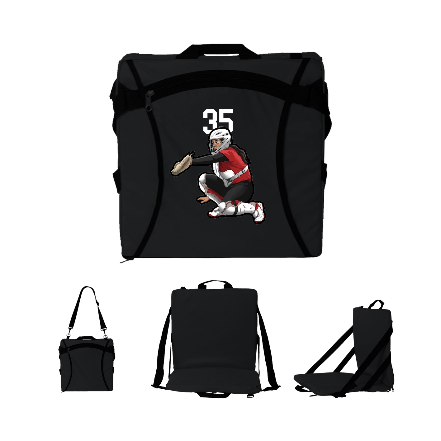 Folding Stadium Seat — Number Top in Black